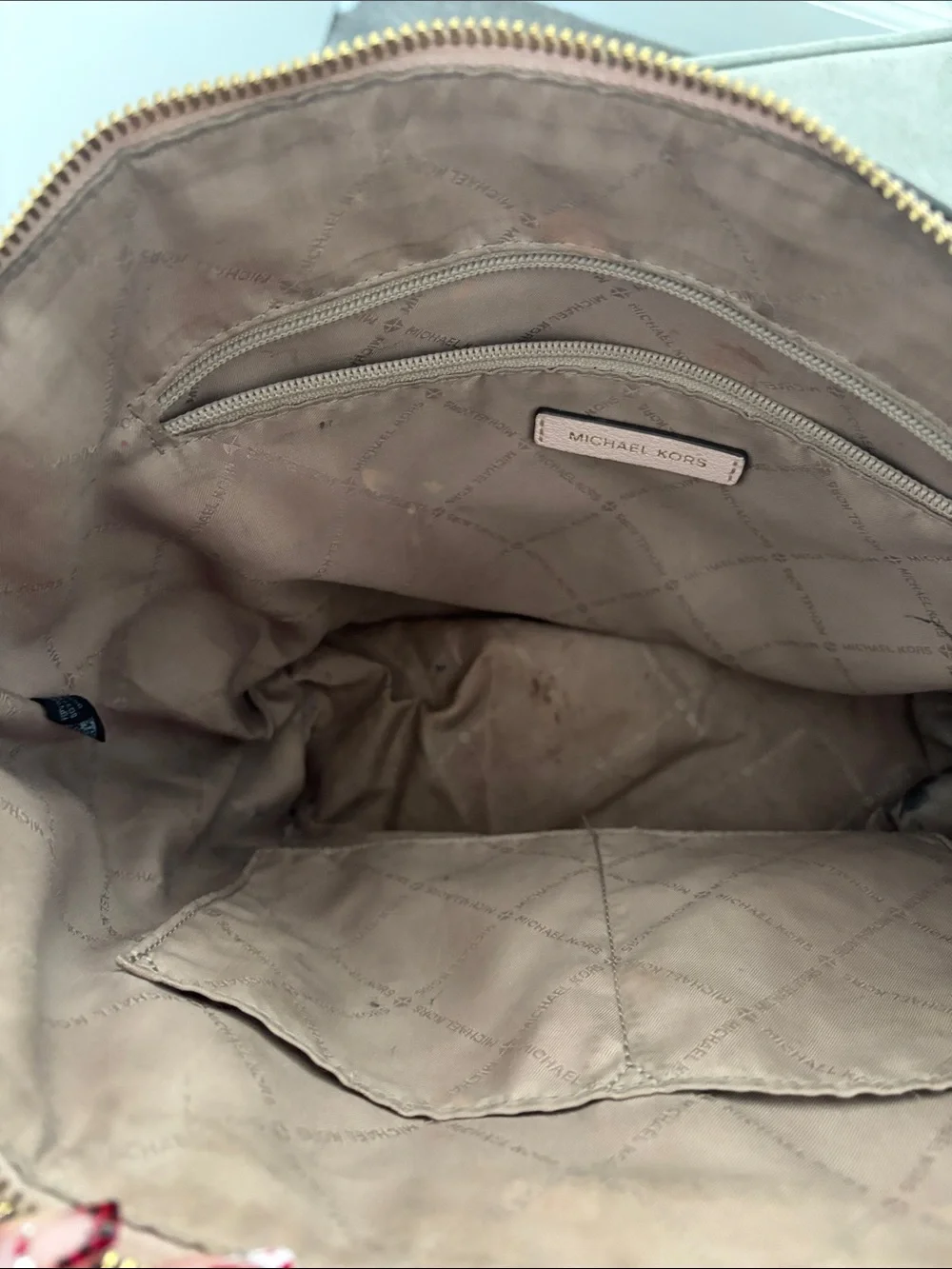 Michael Kors Pink Signature Tote with Gold Accents